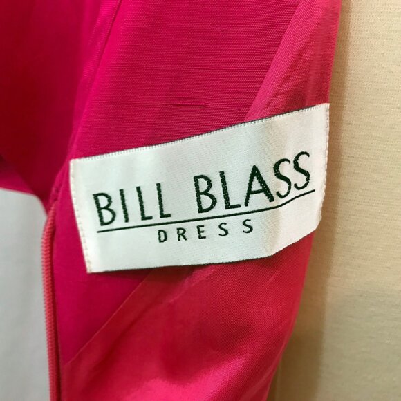 Vintage 80s 90s Bill Blass Dress Silk Sarong Mini Wrap Fushia Pink - Picture 5 of 7